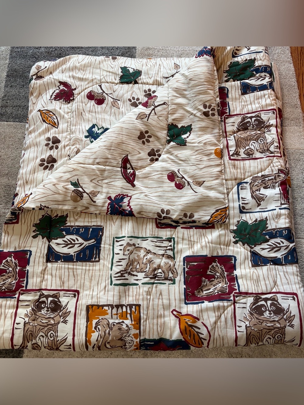 Vintage True Grit Kimlor Mills Woodland Animal Comforter Full Double Cabin Lodge